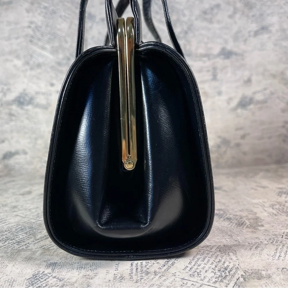 Normandie Vintage 1950s Leather Handbag Made in Canada Mid Century Top Handle